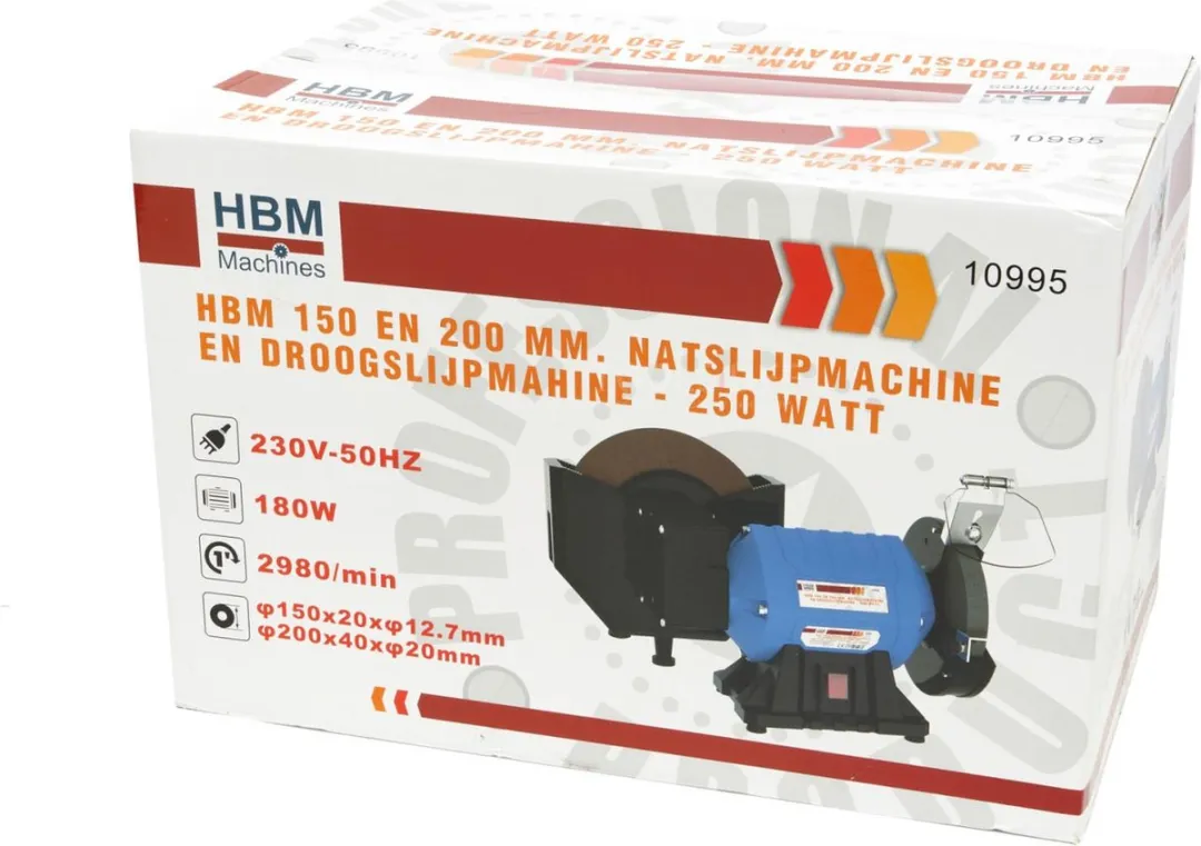 HBM Natslijpmachine & Droogslijpmachine 250W - 20cm - afbeelding 2 van 6