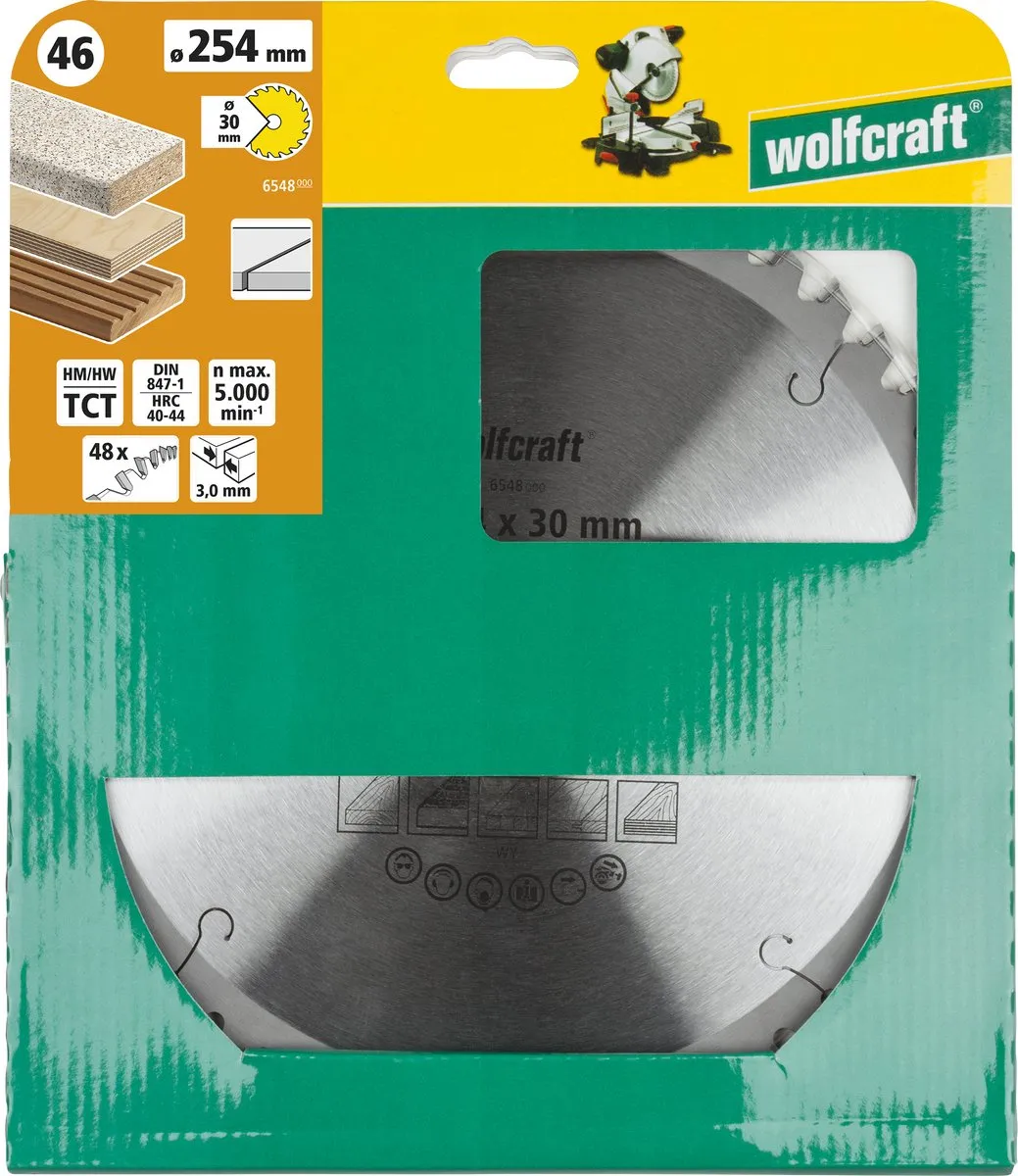 Wolfcraft Zaagblad 254x30mm 48 Tanden - Serie Oranje - afbeelding 3 van 5