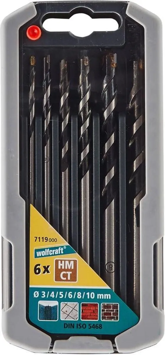 Wolfcraft Betonboor Set 7119000 - 6-delig Ø3-10mm - afbeelding 6 van 6