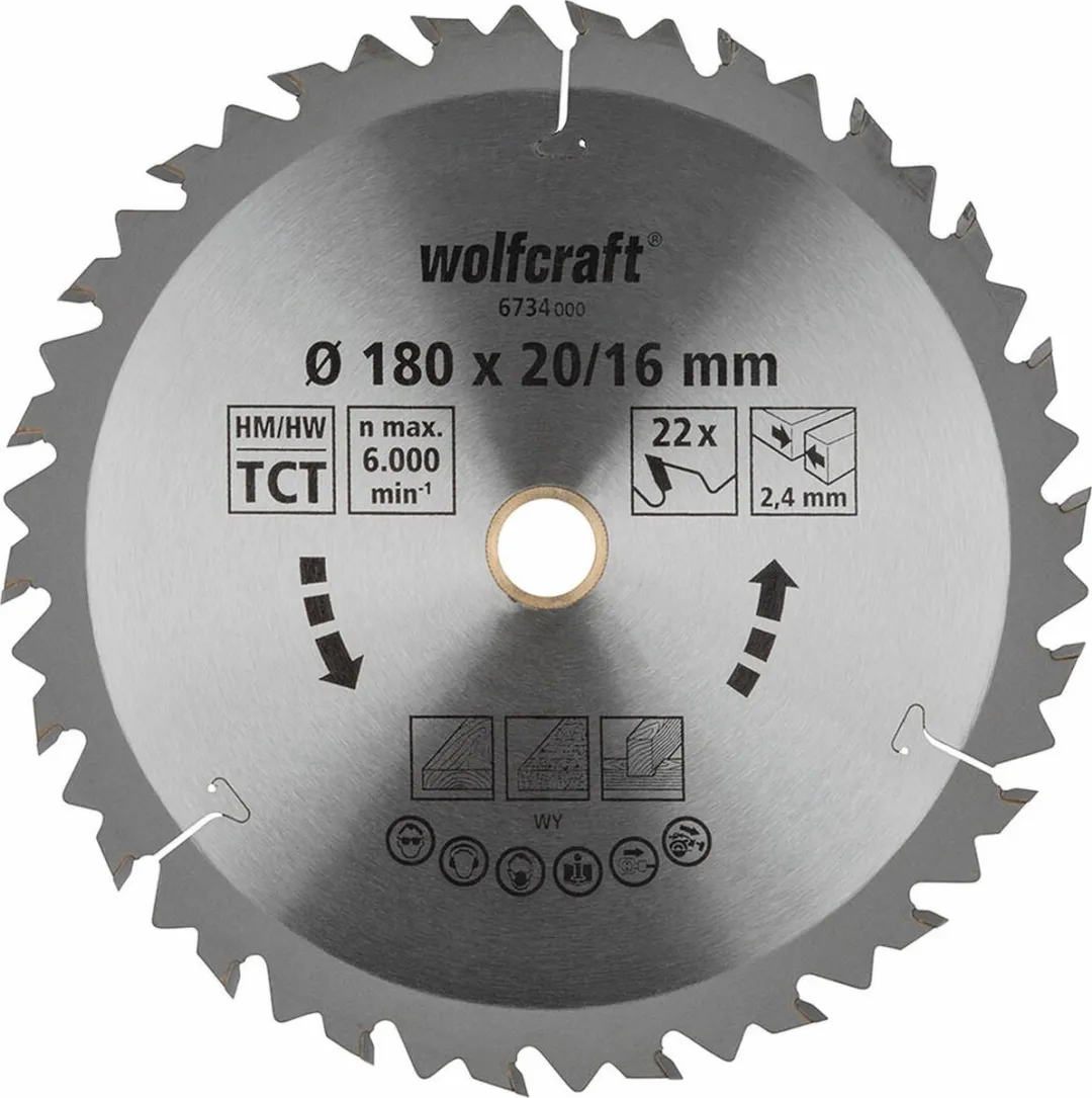 Wolfcraft Cirkelzaagblad 180mm 24 Tanden