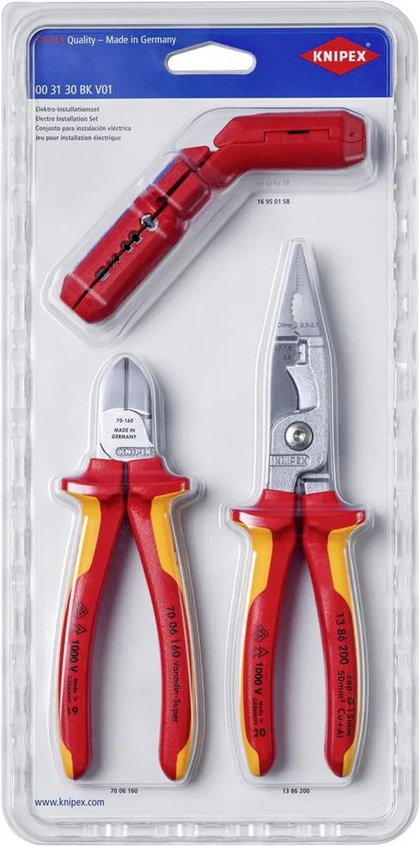 Knipex VDE-snijset 3-delig 003130BKV02 - Zijkniptang & Super-Knips