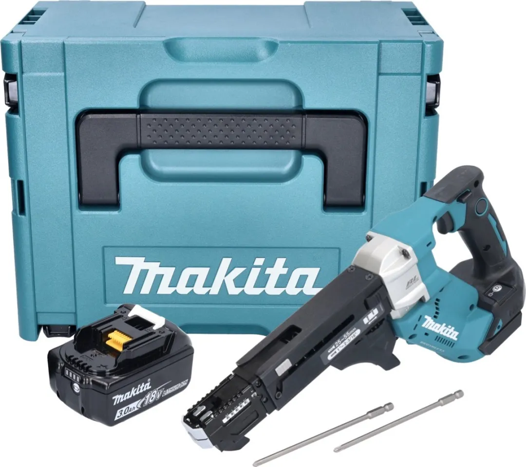 Makita DFR551F1J Accu-magazijnschroevendraaier 18V - 25-55mm Borstelloos - 3.0Ah