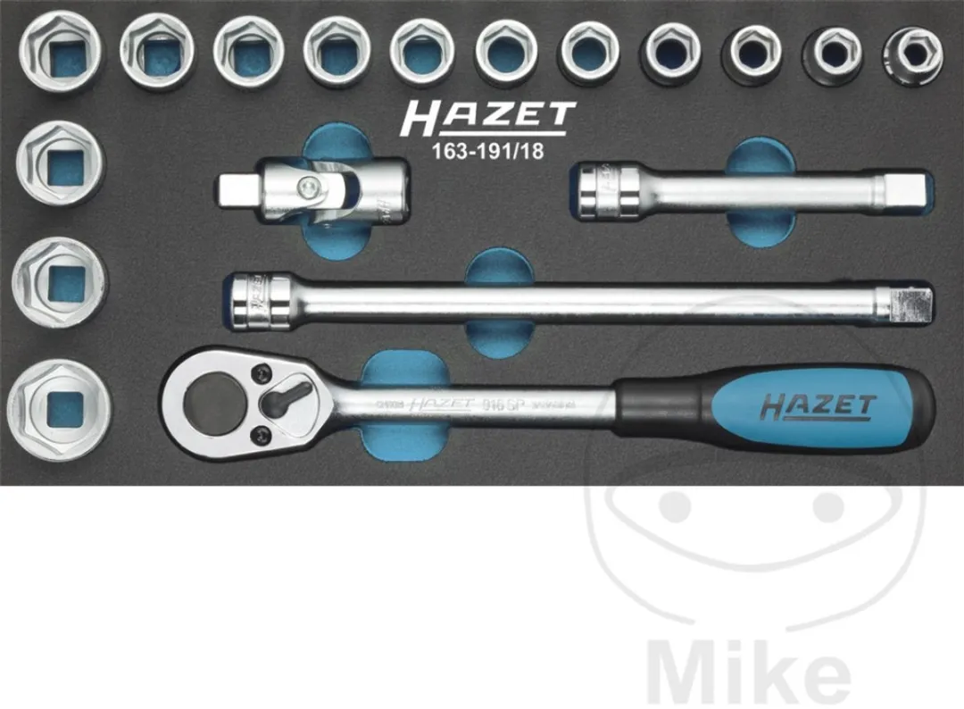 Hazet 163-191/18 Doppenset 1/2" - 18-delig - 10-27mm