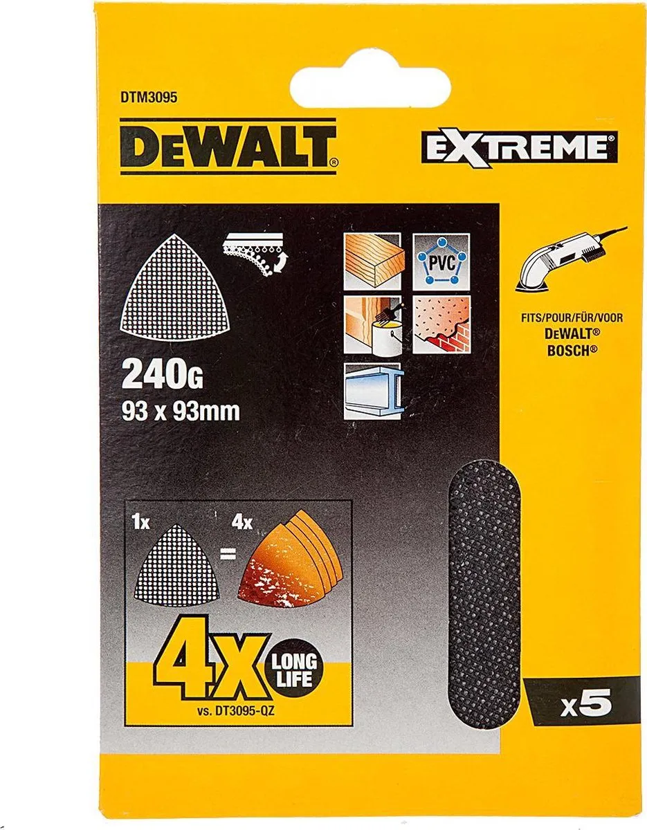 DeWalt DTM3095 Schuurgaas Driehoek 93x93mm - 5 Stuks