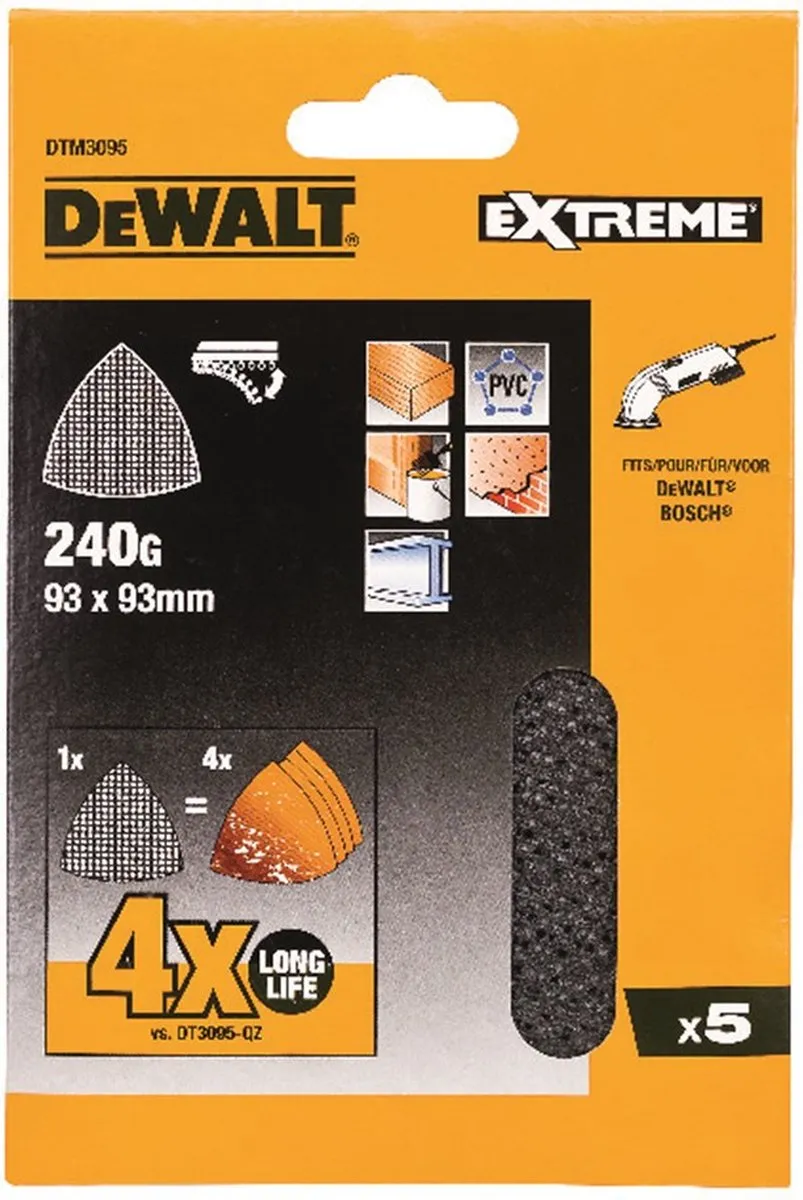 DeWalt DTM3095 Schuurgaas Driehoek 93x93mm - 5 Stuks