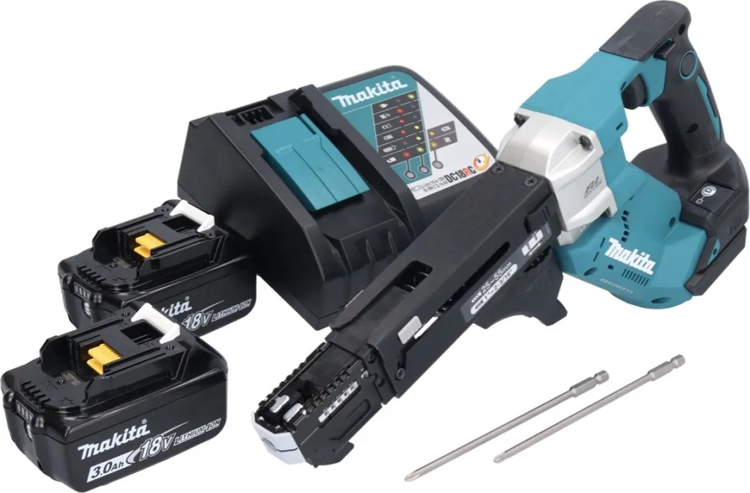 Makita DFR551Z Accu-magazijnschroevendraaier 18V - 2x 3.0Ah + lader