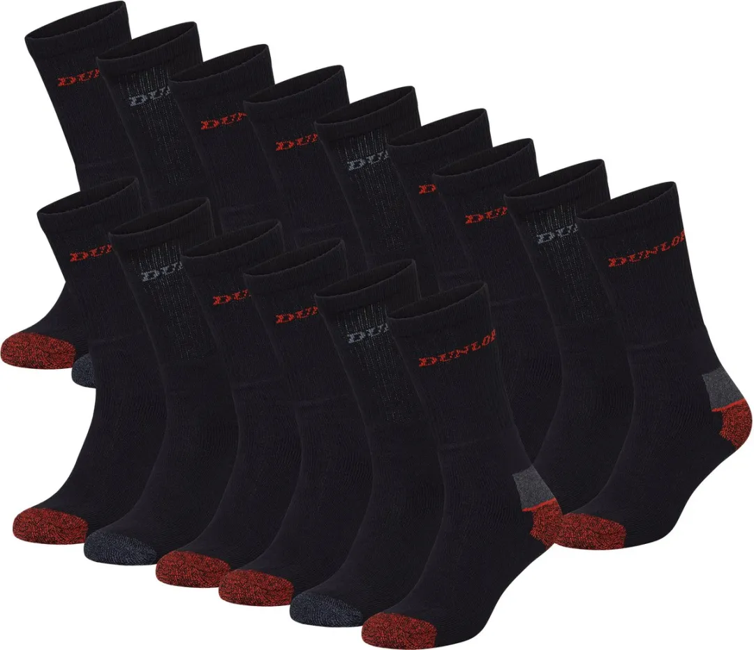 Dunlop Heren Werksokken 15 Stuks - Zwart