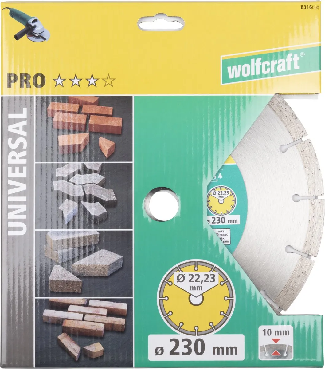 Wolfcraft Diamantdoorslijpschijf PRO UNIVERSAL 230mm - Steen