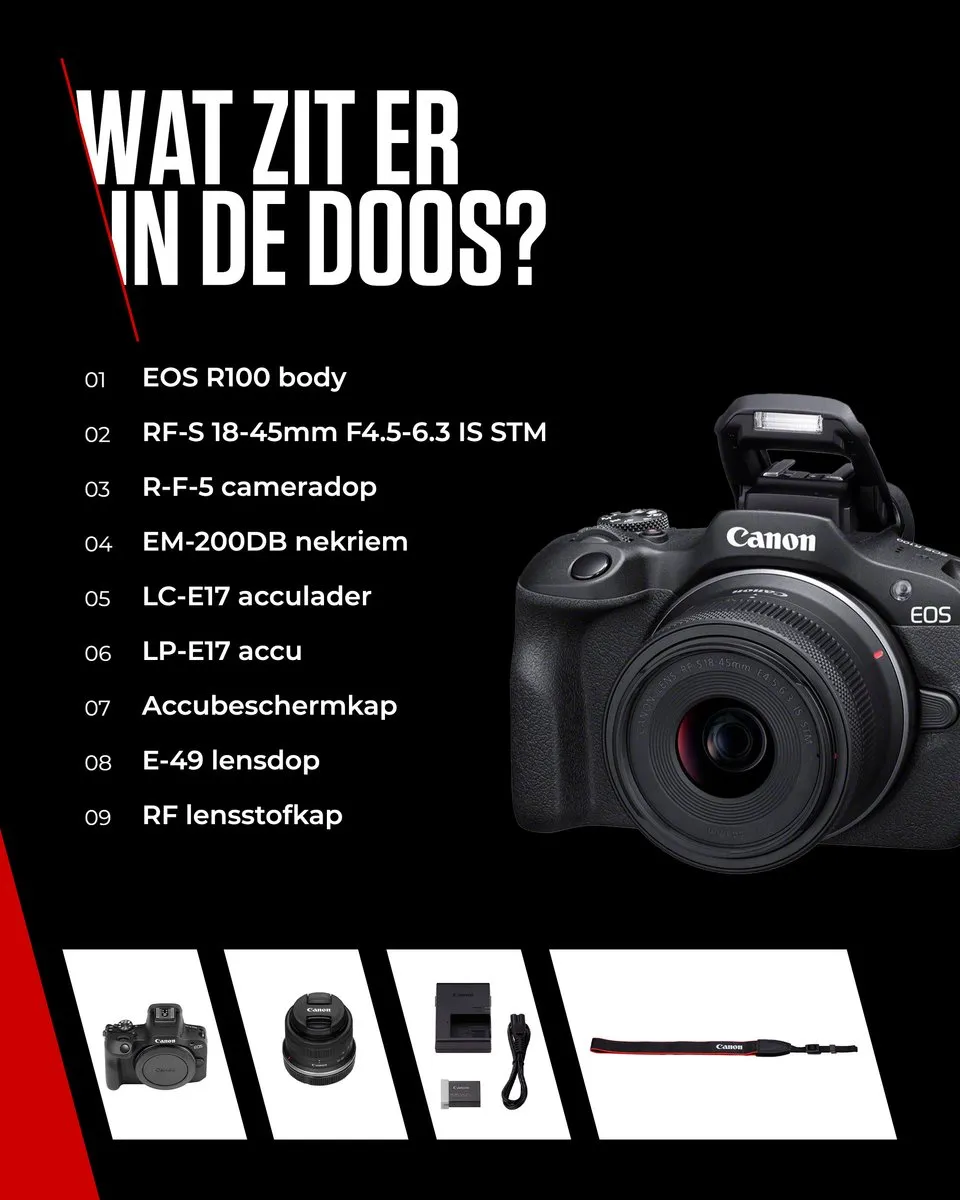 Canon EOS R100 RF-S 18-45 IS STM Systeemcamera - Zwart