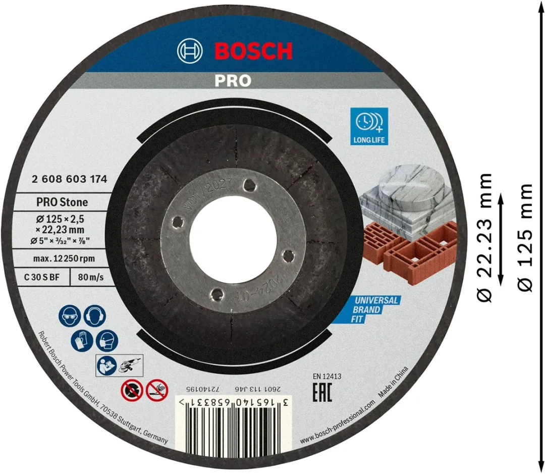 Bosch Professional Doorslijpschijf C 30 S BF 125mm - Steen - 2,5mm
