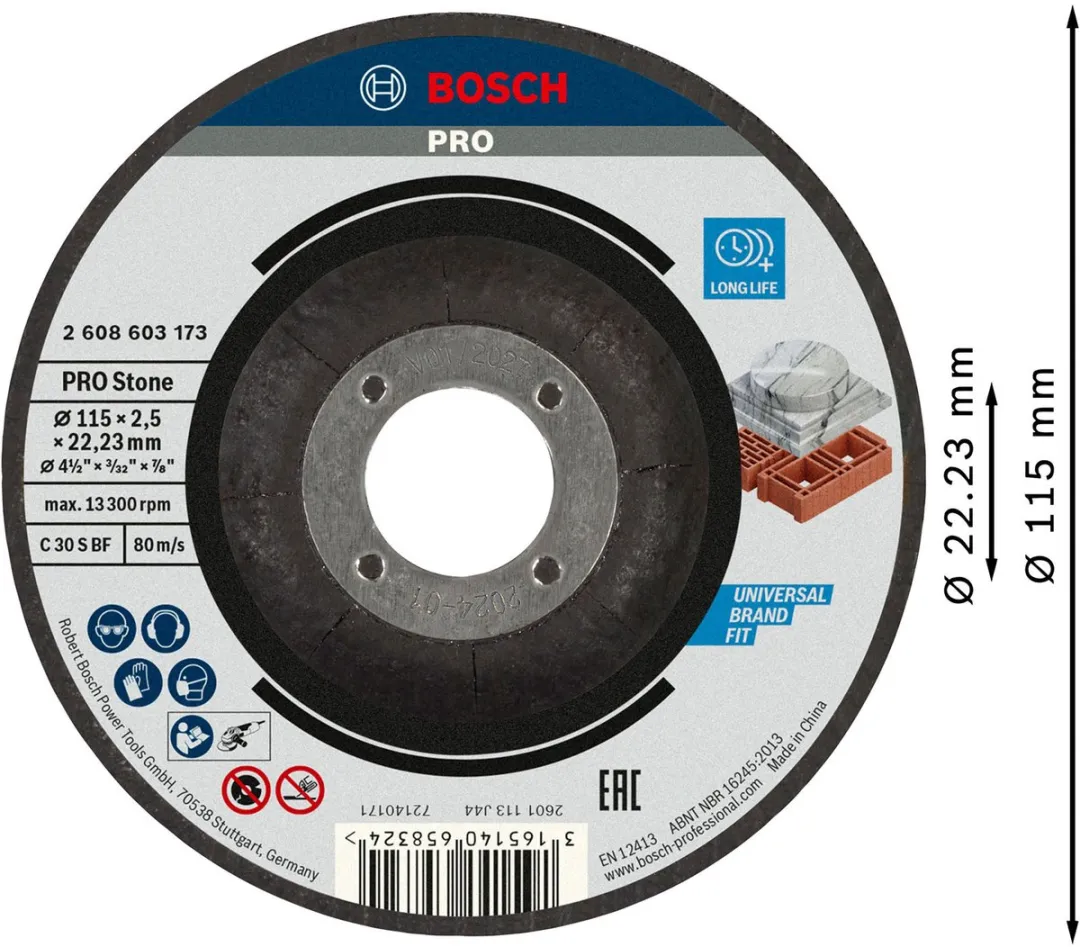 Bosch Professional Doorslijpschijf C 30 S BF 115mm - Steen - 2,5mm
