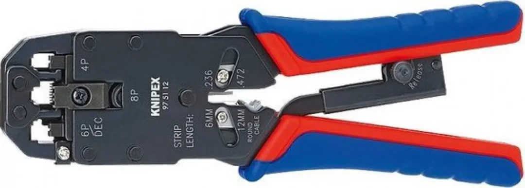 Knipex 975112 Krimptang Westernstekkers 200mm - Blauw-rood