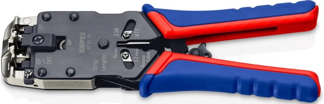 Knipex 975112 Krimptang Westernstekkers 200mm - Blauw-rood