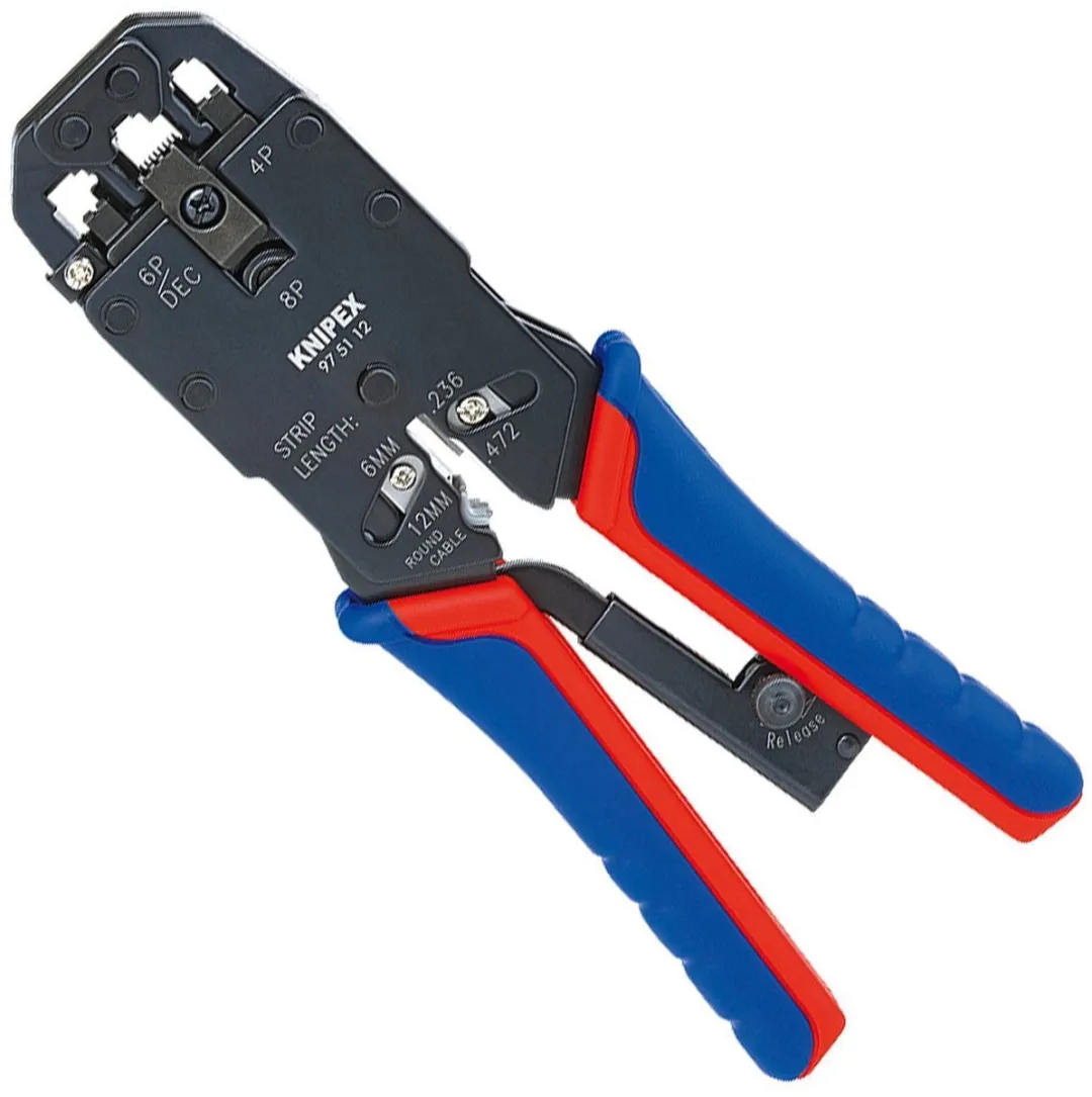 Knipex 975112 Krimptang Westernstekkers 200mm - Blauw-rood