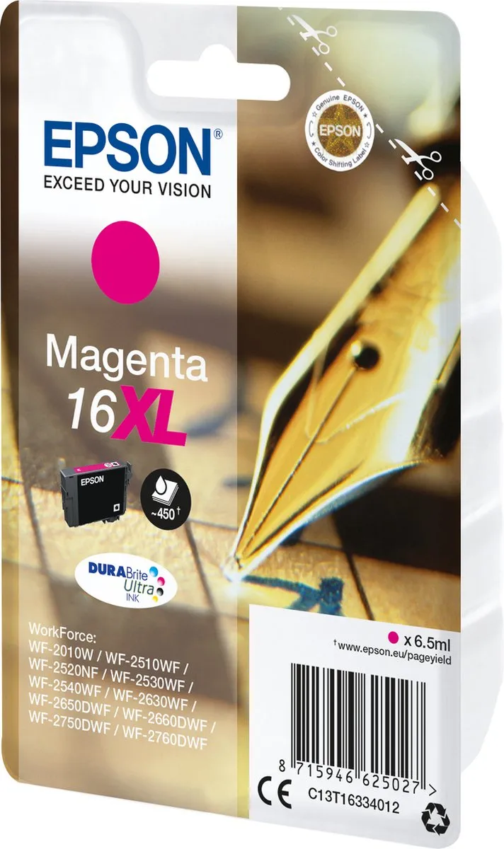 Epson 16XL Magenta Inktcartridge - 450 pagina's
