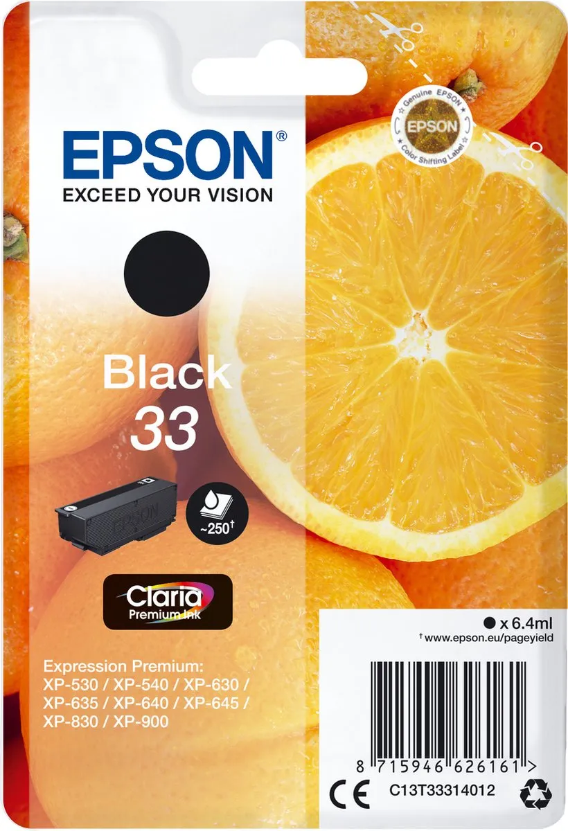 Epson C13T33314010 Inktcartridge Zwart - 250 Pag