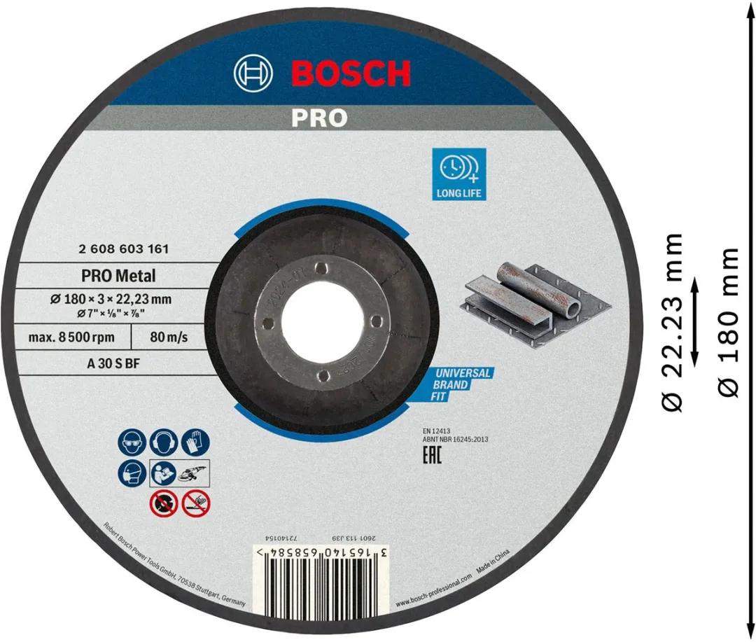 Bosch Professional Doorslijpschijf A 30 S BF 180mm Metaal - 22,23mm As