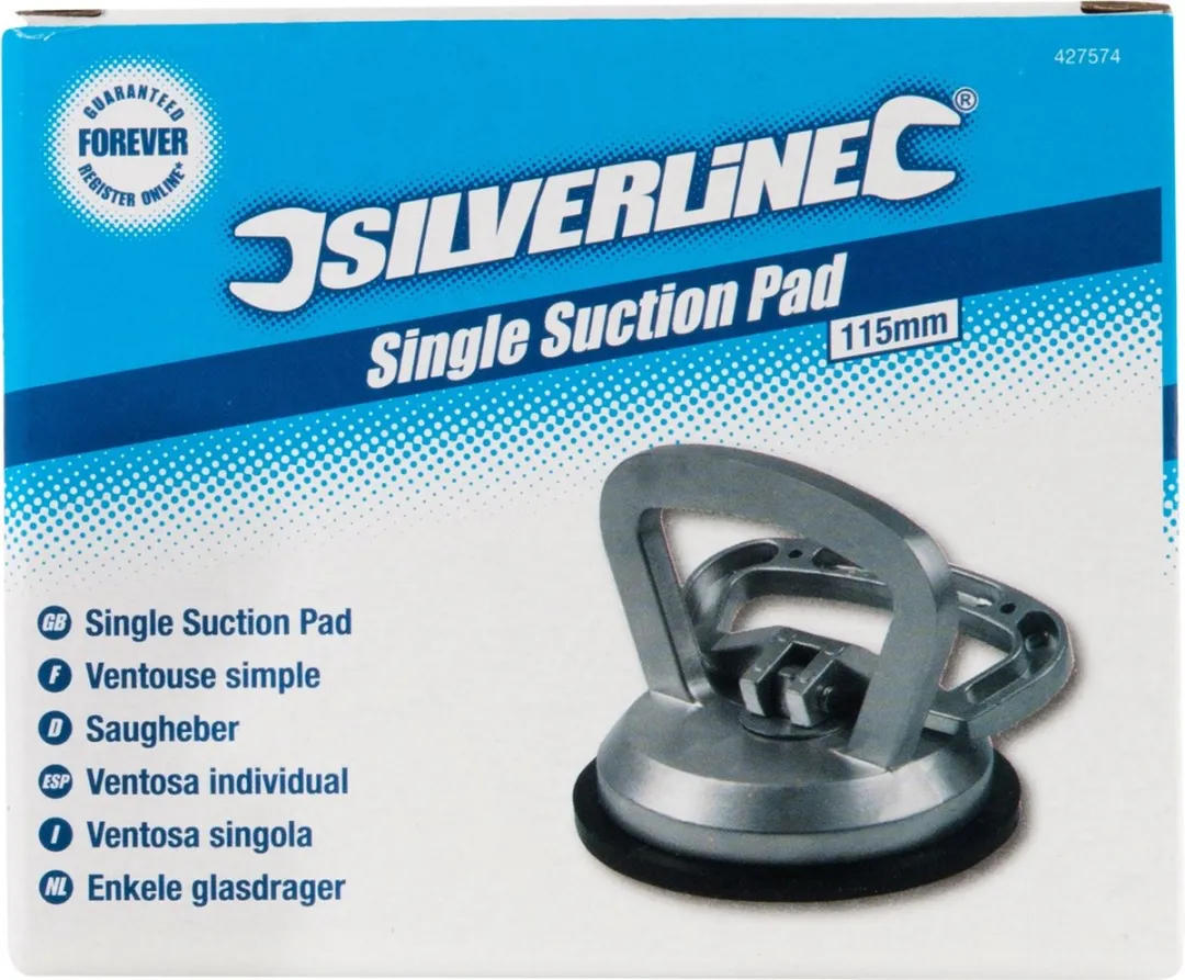 Silverline Glasdrager 45kg - 1 Zuignap Ø11.5cm - Grijs