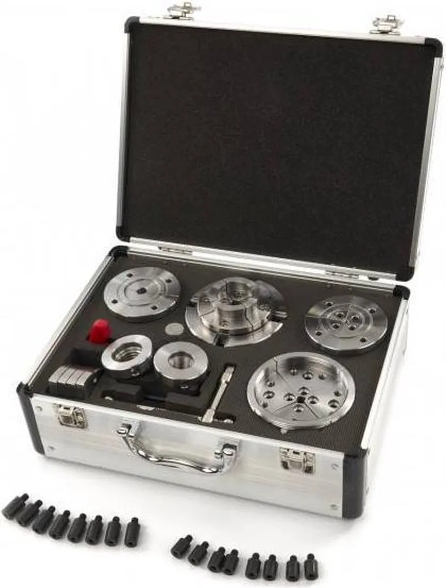 HBM Machines 95mm Klauwplaat Houtdraaibank Complete Set - Zilver