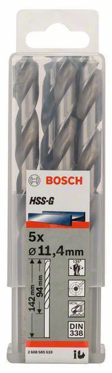 Bosch Professional ST. LINE 11.4mm HSS-G Boor - Metaal - 5 Stuks