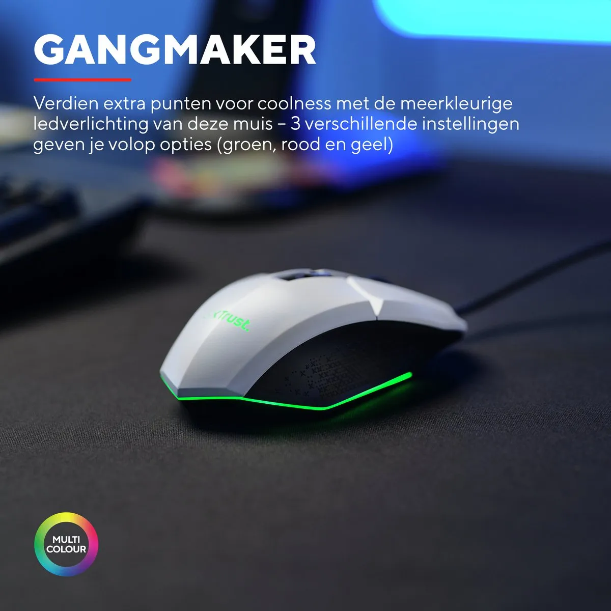 Trust GXT 109W Felox Gaming Muis - 6400 DPI - Wit