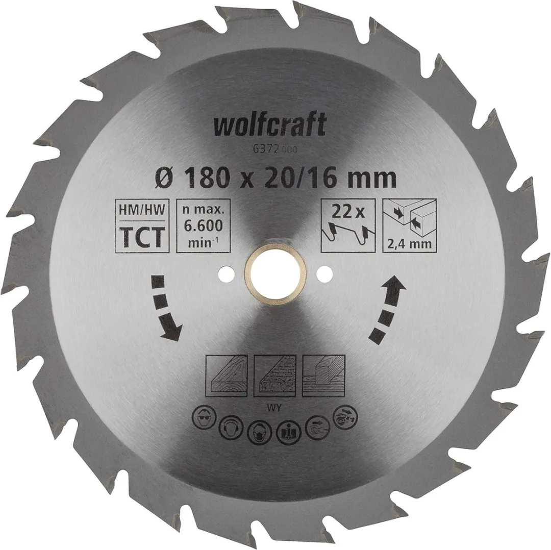 Wolfcraft Cirkelzaagblad 180x20mm 22 Tanden