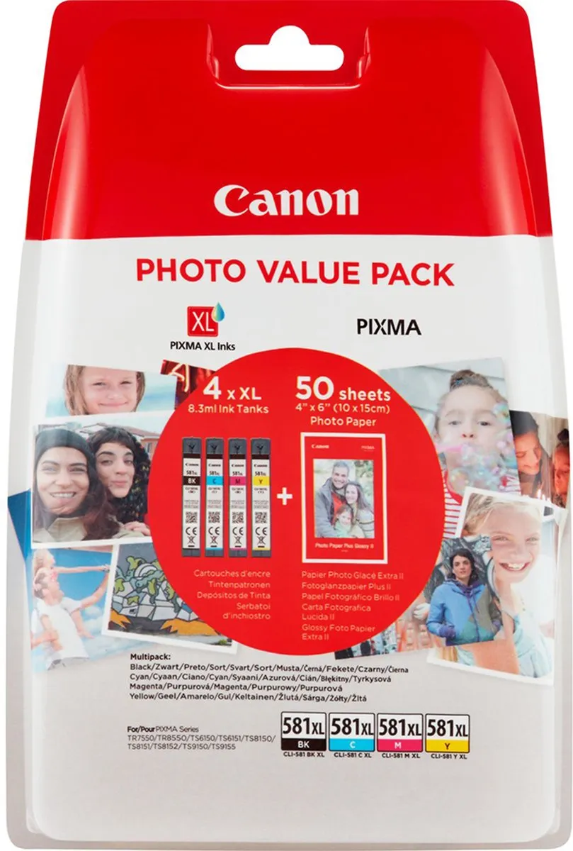 Canon CLI-581XL XL Inktcartridge Multipack - 4 Stuks