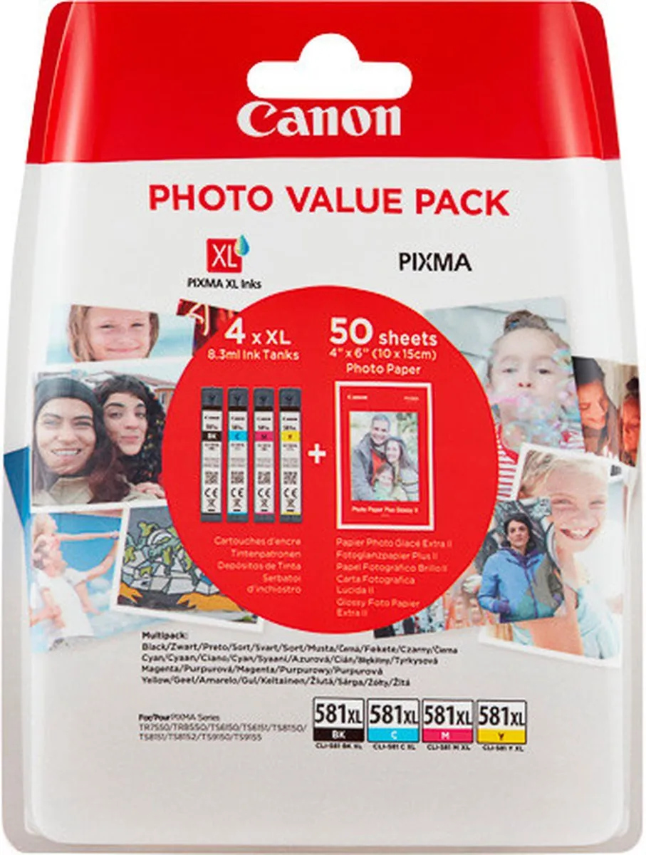 Canon CLI-581XL XL Inktcartridge Multipack - 4 Stuks