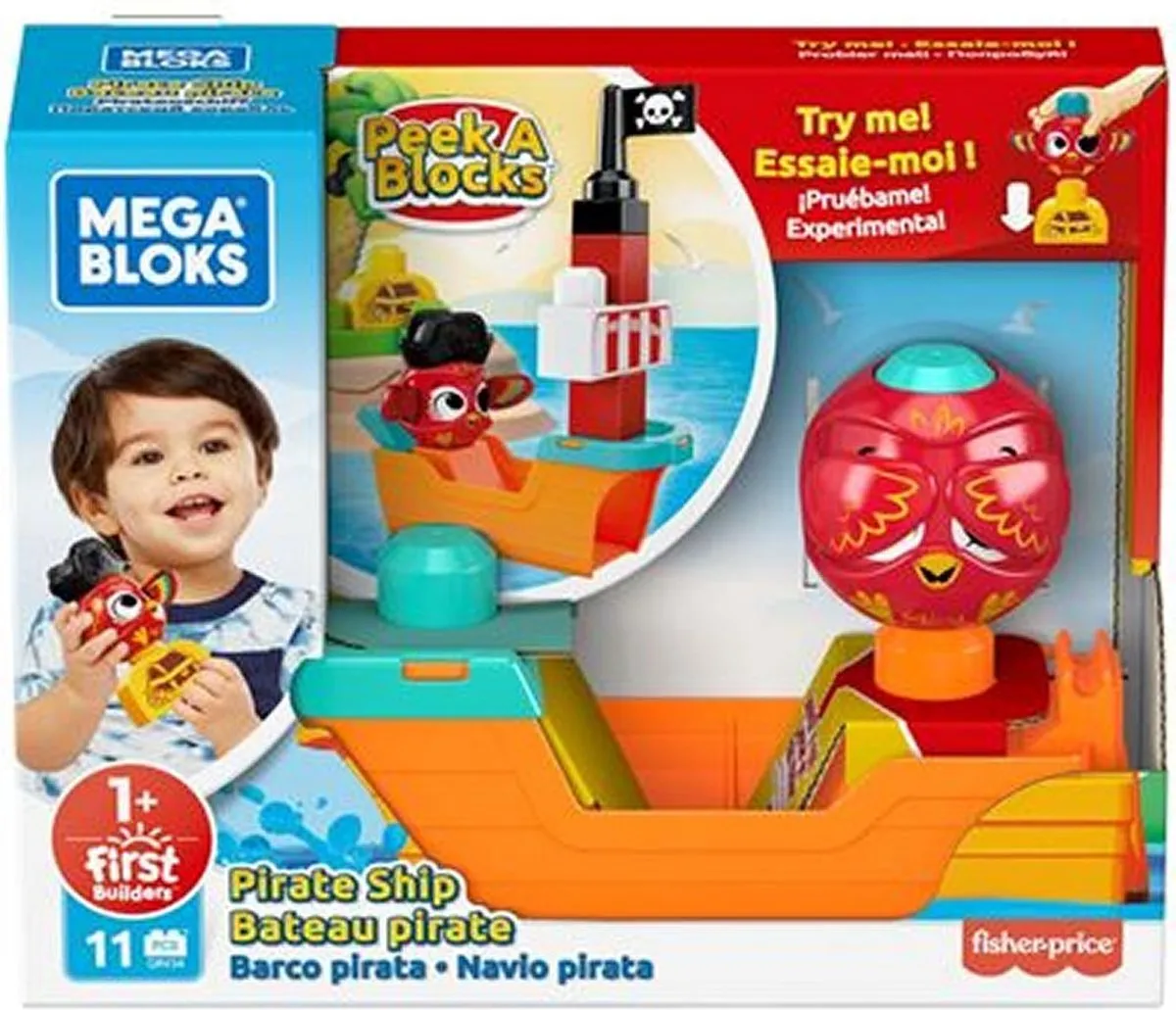 Fisher-Price Mega Bloks Peek-a-Blocks Piratenschip - 10 Stuks