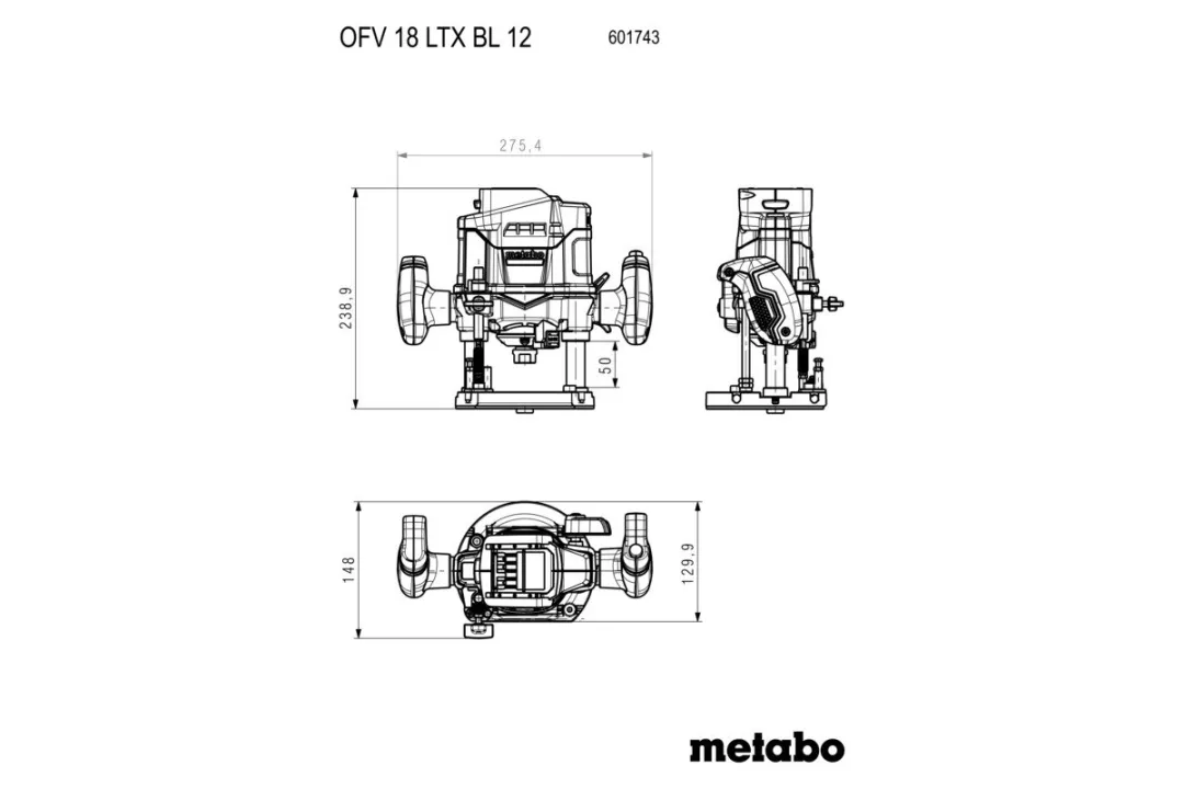 Metabo Accu-Bovenfrees OFV 18 LTX BL 12
