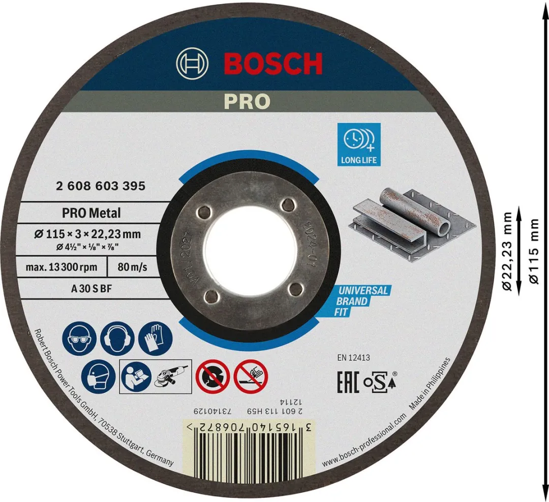 Bosch Professional AS 30 S Doorslijpschijf Metaal 115mm - 22,23mm