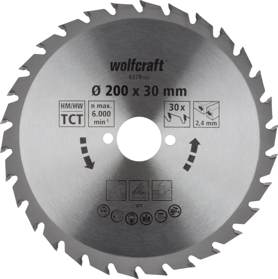 Wolfcraft Cirkelzaagblad 200x30mm 30 Tanden - Serie Groen