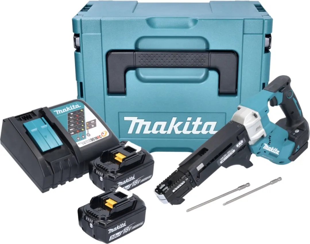Makita DFR551Z Accu-magazijnschroevendraaier 18V - 2x 3.0Ah + lader + Makpac