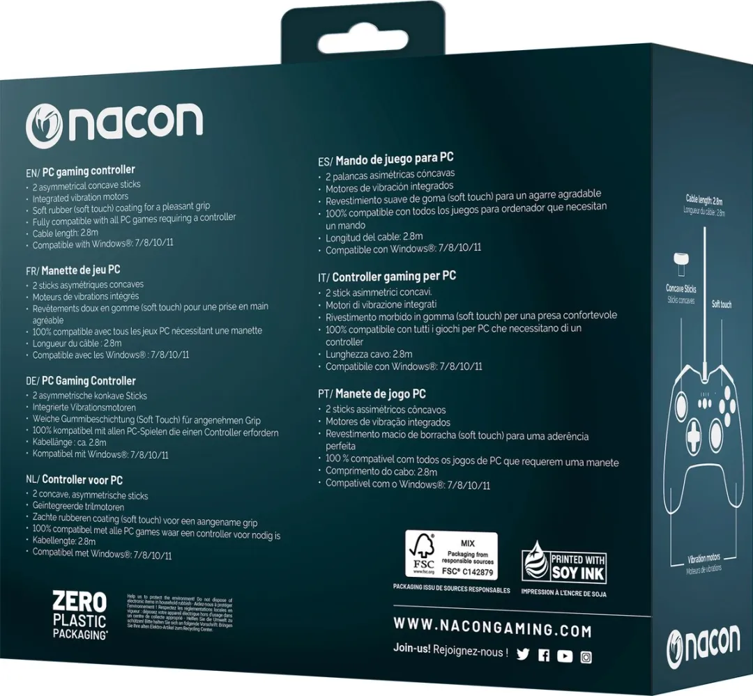 Nacon GC-100 Bedrade PC Gaming Controller RGB