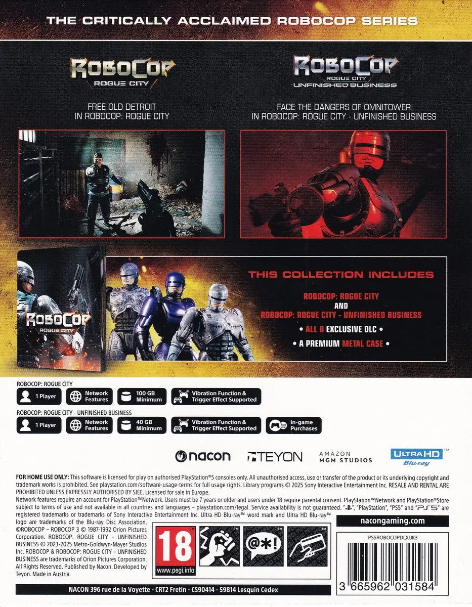 Nacon RoboCop Rogue City Collection Steelbook PS5