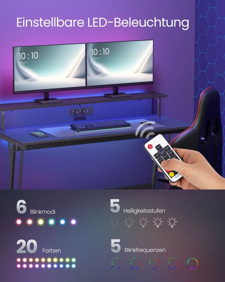 Songmics Bureau met Monitorstandaard 135cm - Kolenzwart