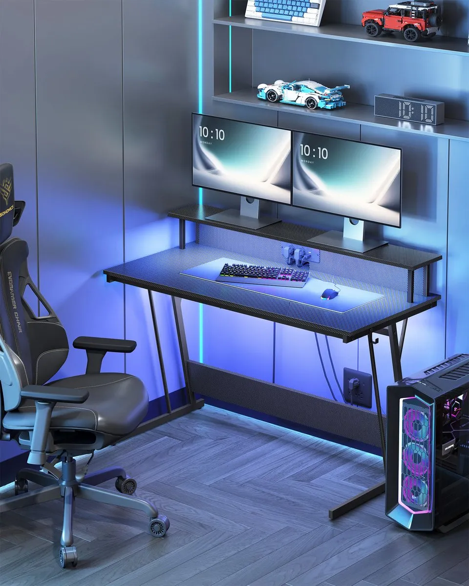 Songmics Bureau met Monitorstandaard 135cm - Kolenzwart
