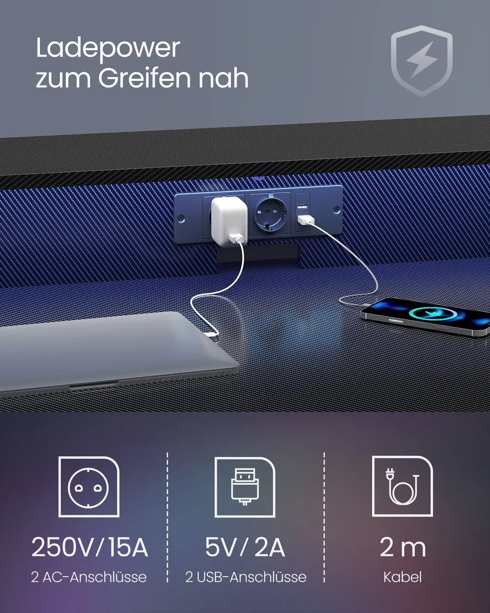 Songmics Bureau met Monitorstandaard 135cm - Kolenzwart
