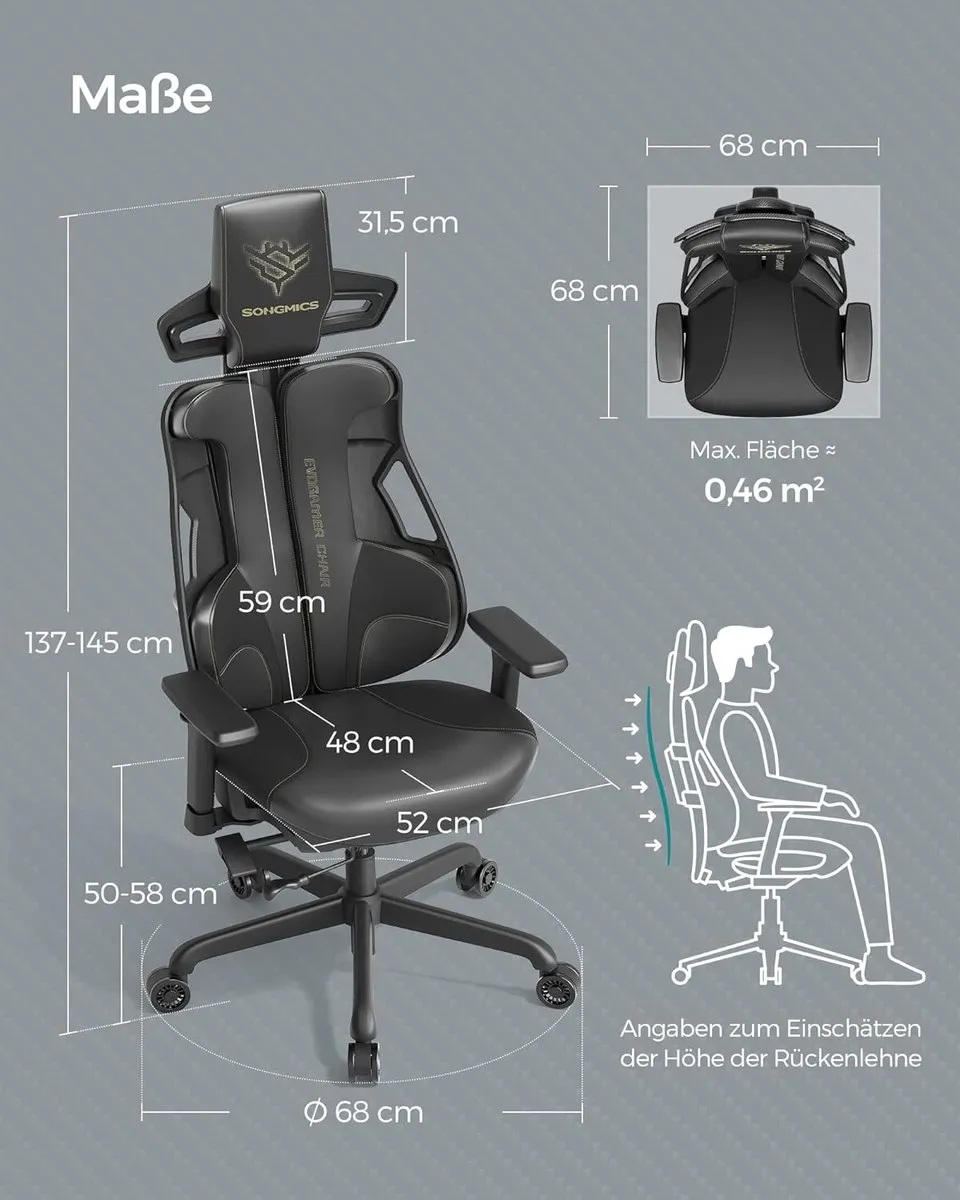 Songmics EVOGAMER CHAIR Gamingstoel - 150 kg - Inktzwart