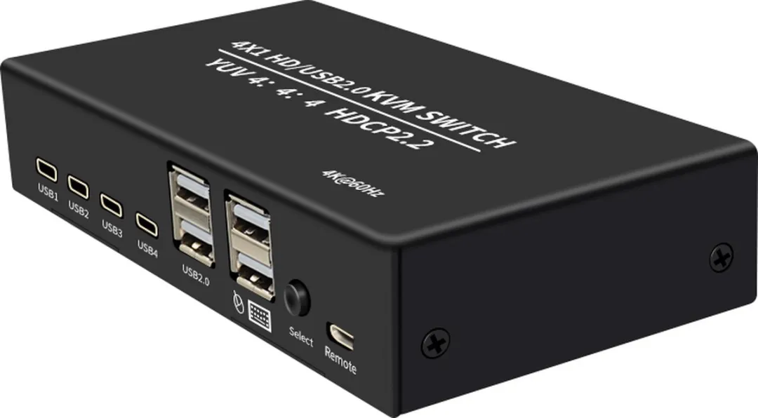 NÖRDIC KVM-100 Switch 4K@60Hz - 4 PC's naar 1 HDMI Monitor