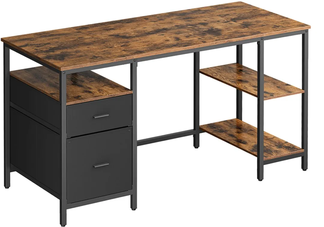 Songmics Computertafel Vintage Bruin-Zwart