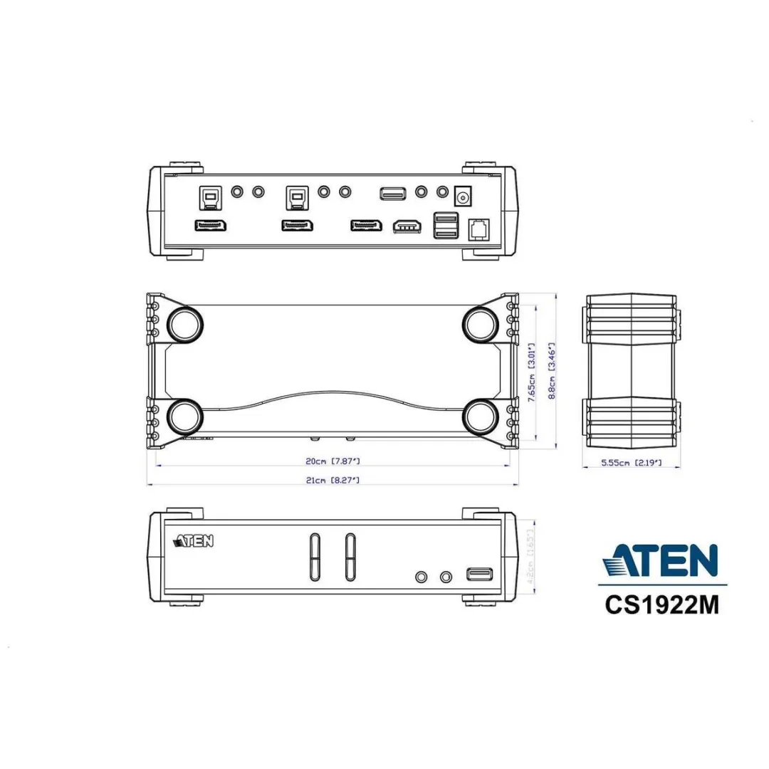 ATEN CS1922M 2-poorts USB 3.0 DisplayPort MST KVM Switch