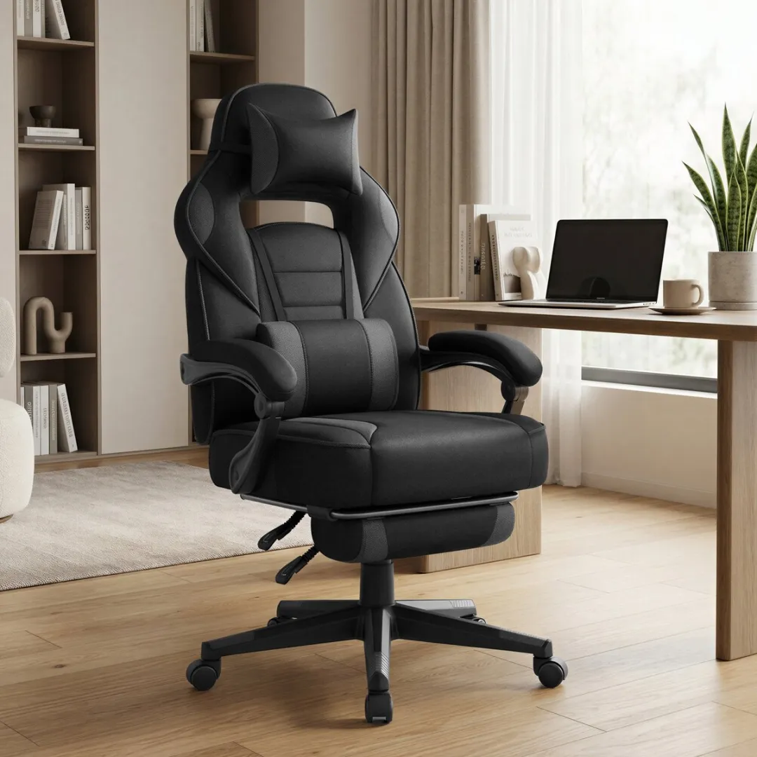 Songmics OBG073BH20 Gaming Bureaustoel - 150kg - Inktzwart-leigrijs