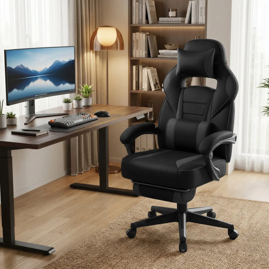 Songmics OBG073BH20 Gaming Bureaustoel - 150kg - Inktzwart-leigrijs