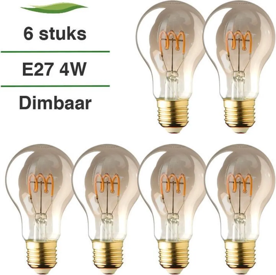 Lybardo E27 LED Rookglas 6-pack - 2W - 2200K