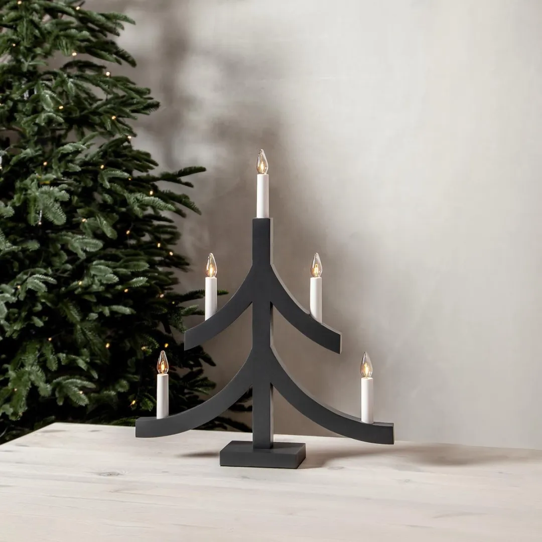 Star Trading Pagod Kandelaar 5-vlam - 47.5cm Antraciet