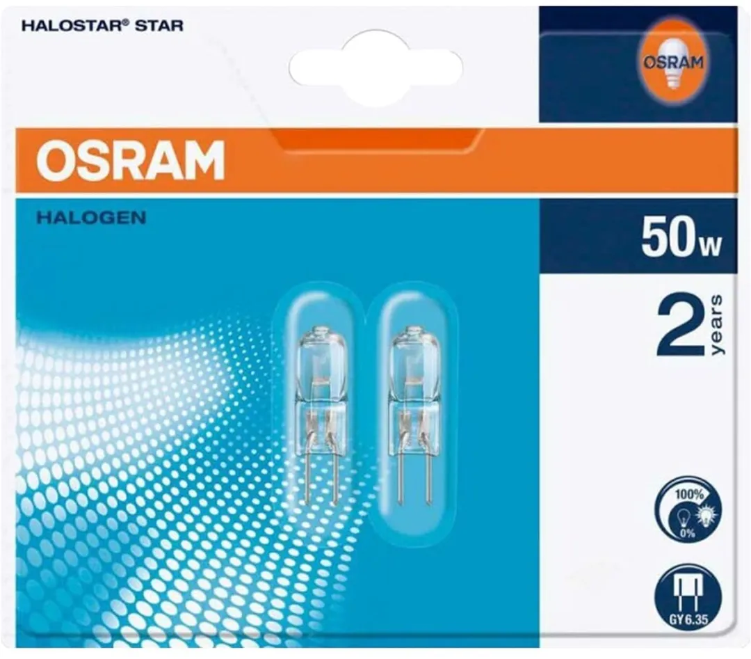 Osram Halostar GY6.35 Halogeenlamp 50W 12V - 2 Stuks