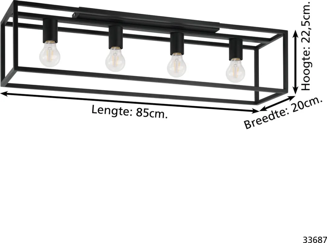 Eglo Eldrick Plafondlamp E27 85cm - Zwart