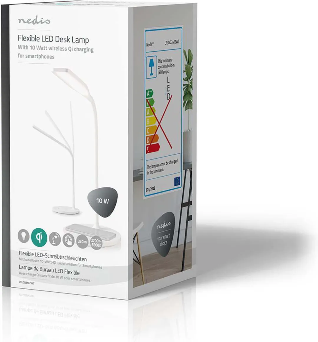 Nedis Bureaulamp Draadloze Oplader LED Touch Dimbaar Wit - afbeelding 6 van 6