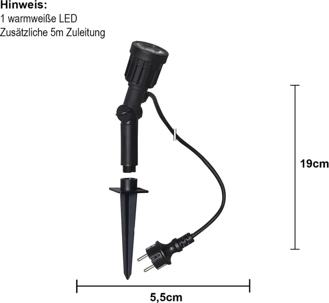 Star Trading Spot LED Buitenspot 5W - Zwart